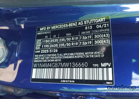 2021 Mercedes-Benz Glb 250 from USA, damaged, VIN W1N4M4GB7MW136660